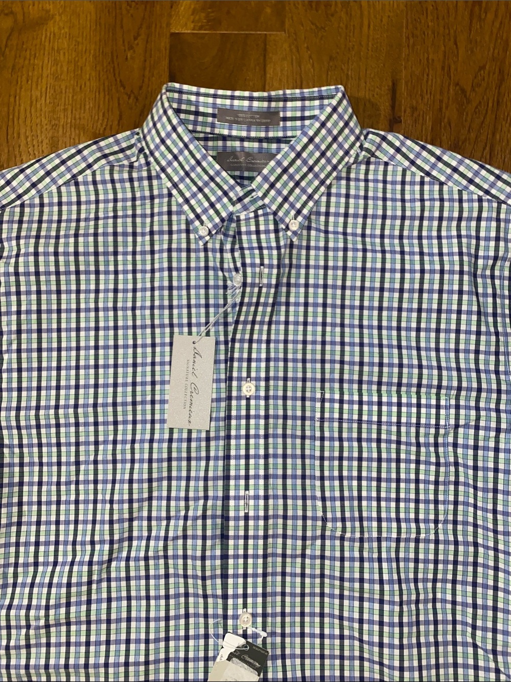 Men's Daniel Cremieux Short-Sleeve Button-Down Plaid Shirt - Blue/Green/White